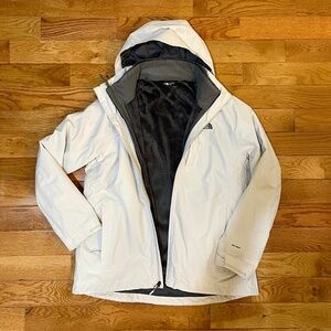 EUC THE NORTH FACE 2 in 1 Women's Osito Triclimate Jacket XL, Ivory/Slate Gray